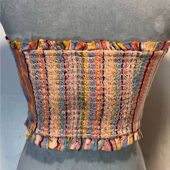 #0234 Anthropology Colorful Strapless Smocked Tube Top-M - Picture 4 of 10